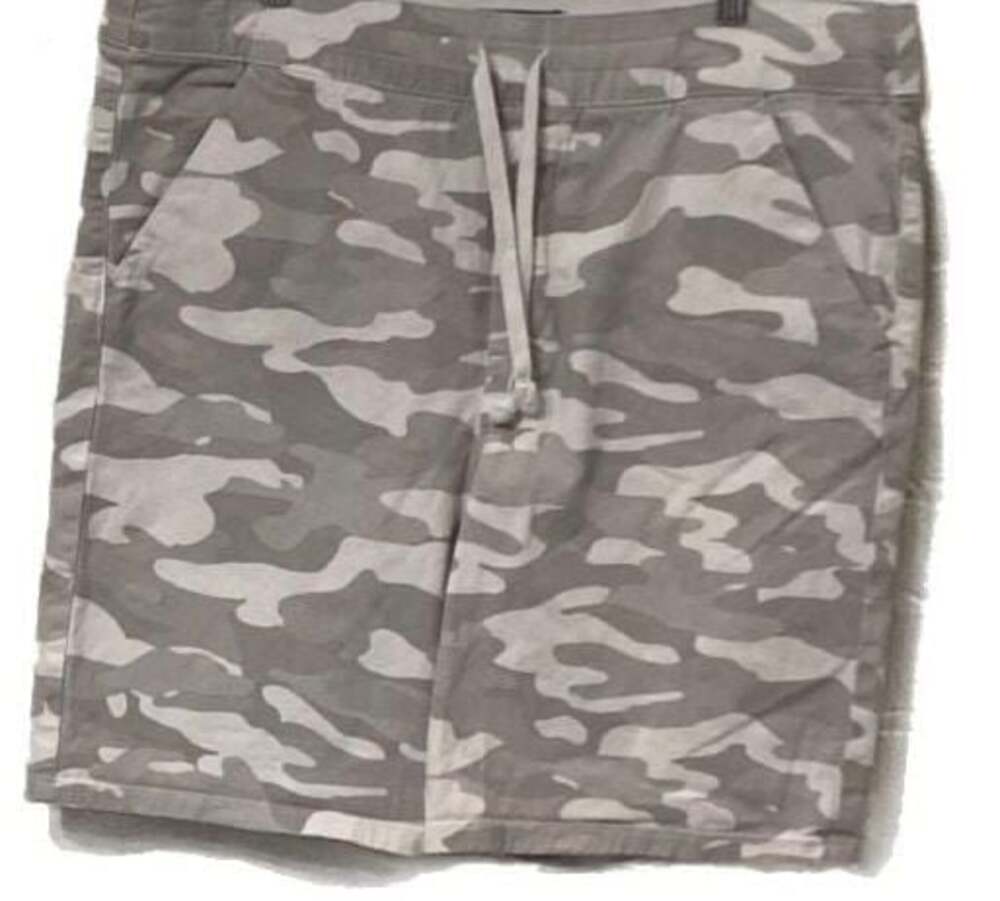 Democracy Women's High Rise Grey Camo Drawstring Shorts Size 14